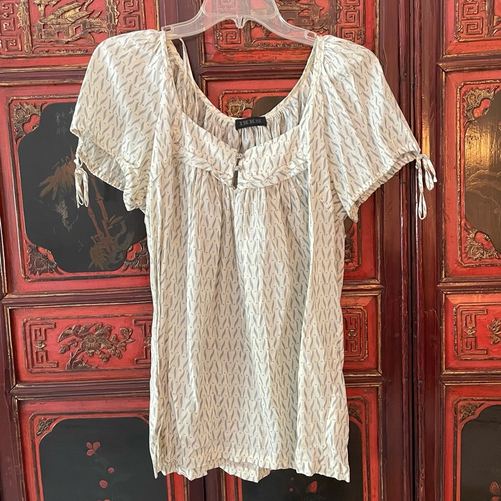 IKKS France Cap Sleeve Blouse with Button Detail